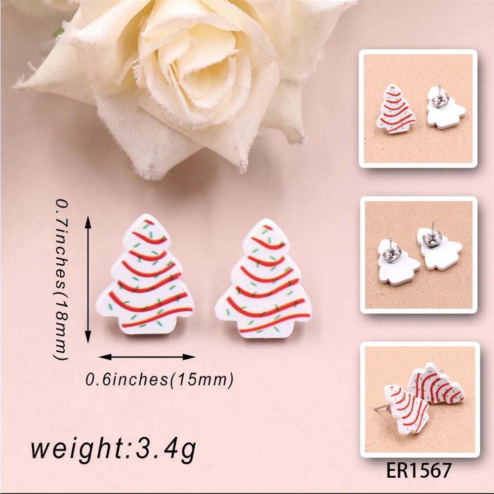 Christmas Tree Cake stud earrings